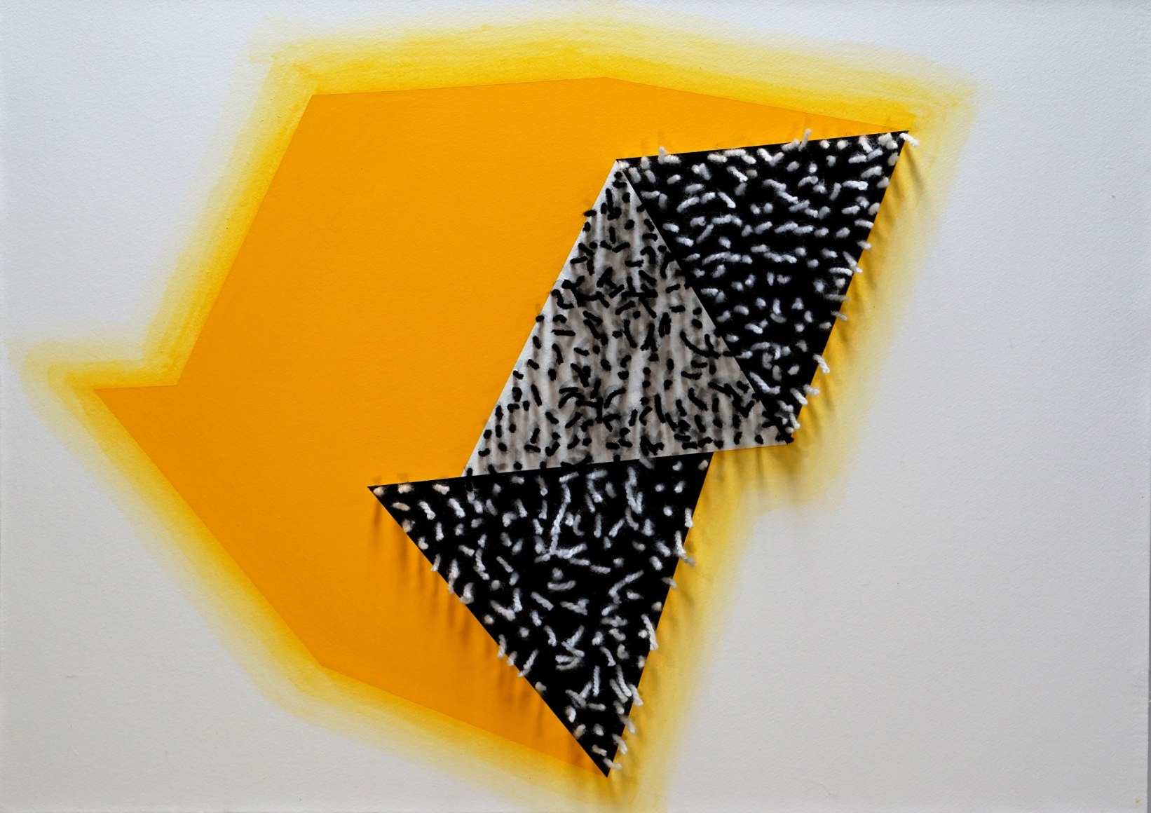 Osi Audu, Masked Head 15, 2021, pastel and yarn on paper mounted on canvas, 55.9 x 78.7 cm (22 x 31 inches)