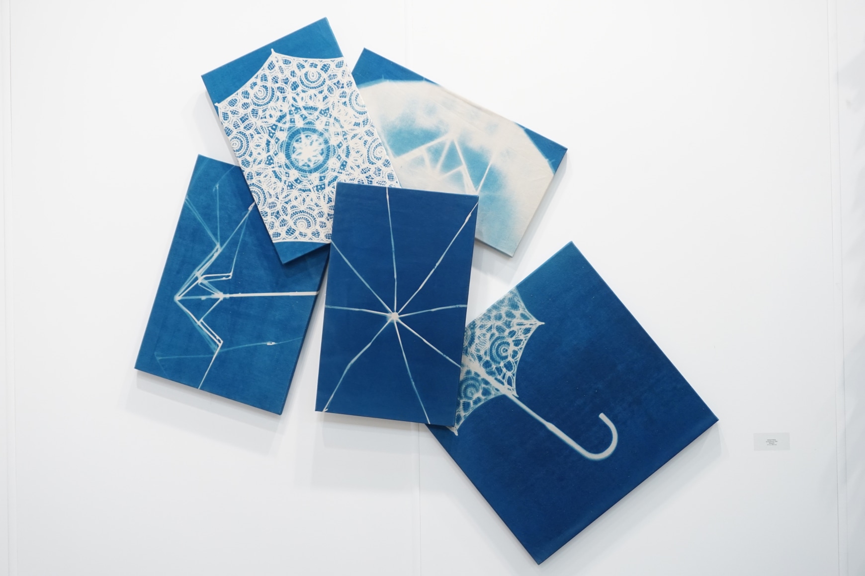 Susan Weil, Spring/Sprung, 2009, blue print, 62 x 65.5 inches/157.5 x 166.4 cm.