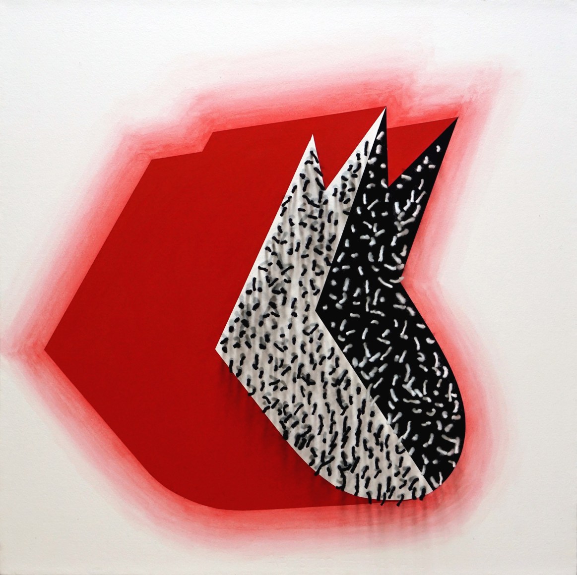 Osi Audu, Masked Head 17, 2021, pastel and yarn on paper mounted on canvas, 24 x 24 inches/61 x 61 cm