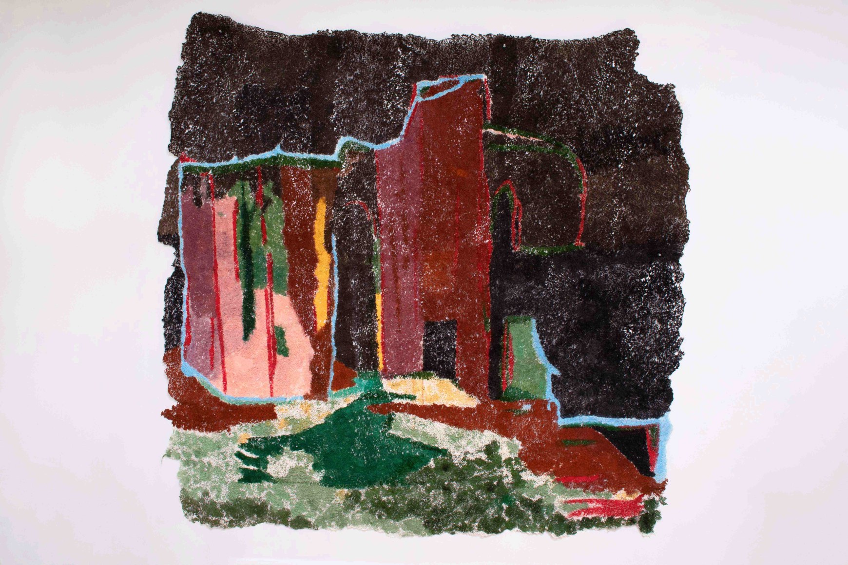 Neha Vedpathak, So many stars in the sky, some of them and some of me, 2018, plucked Japanese handmade paper, acrylic paint, thread, 203.2 x 203.2 centimeters (80 x 80 inches)