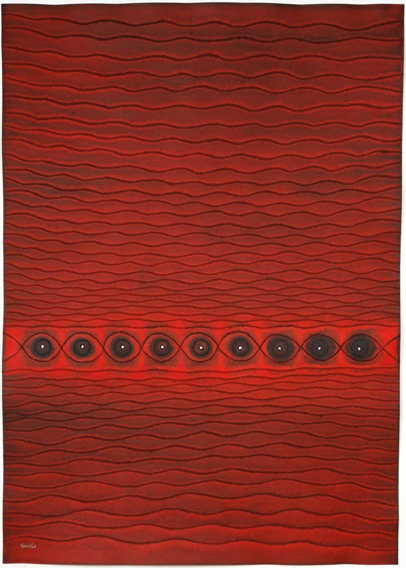 Sohan Qadri, Untitled, 2007, ink and dye on paper, 139.7 x 99.1 cm (55 x 39 inches)