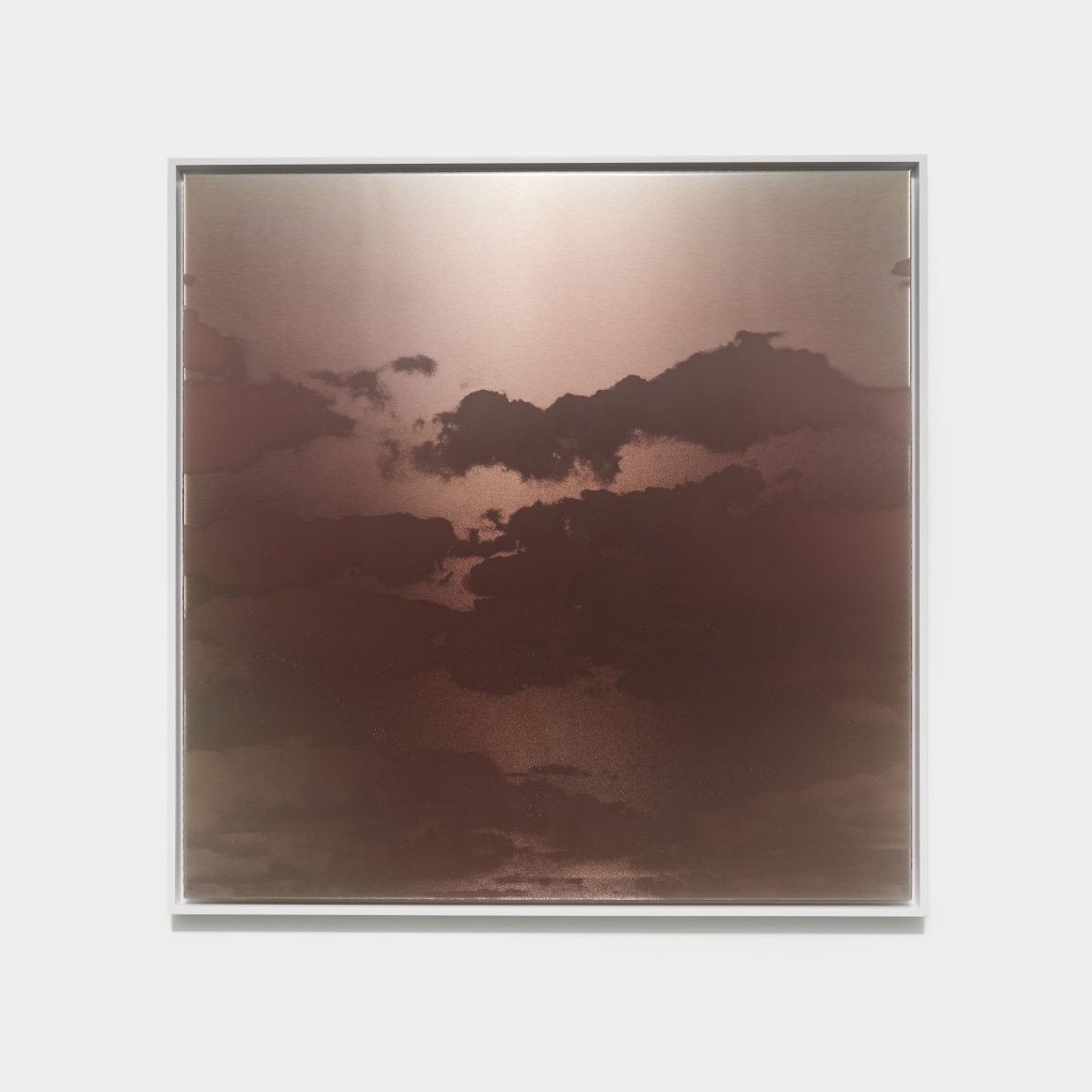Miya Ando, Tasogare (Twilight) June 15 2022 8:49 PM, 2022, ink, mica, pure micronized silver, resin and urethane on aluminum composite, 127 x 127 cm (50 x 50 inches)