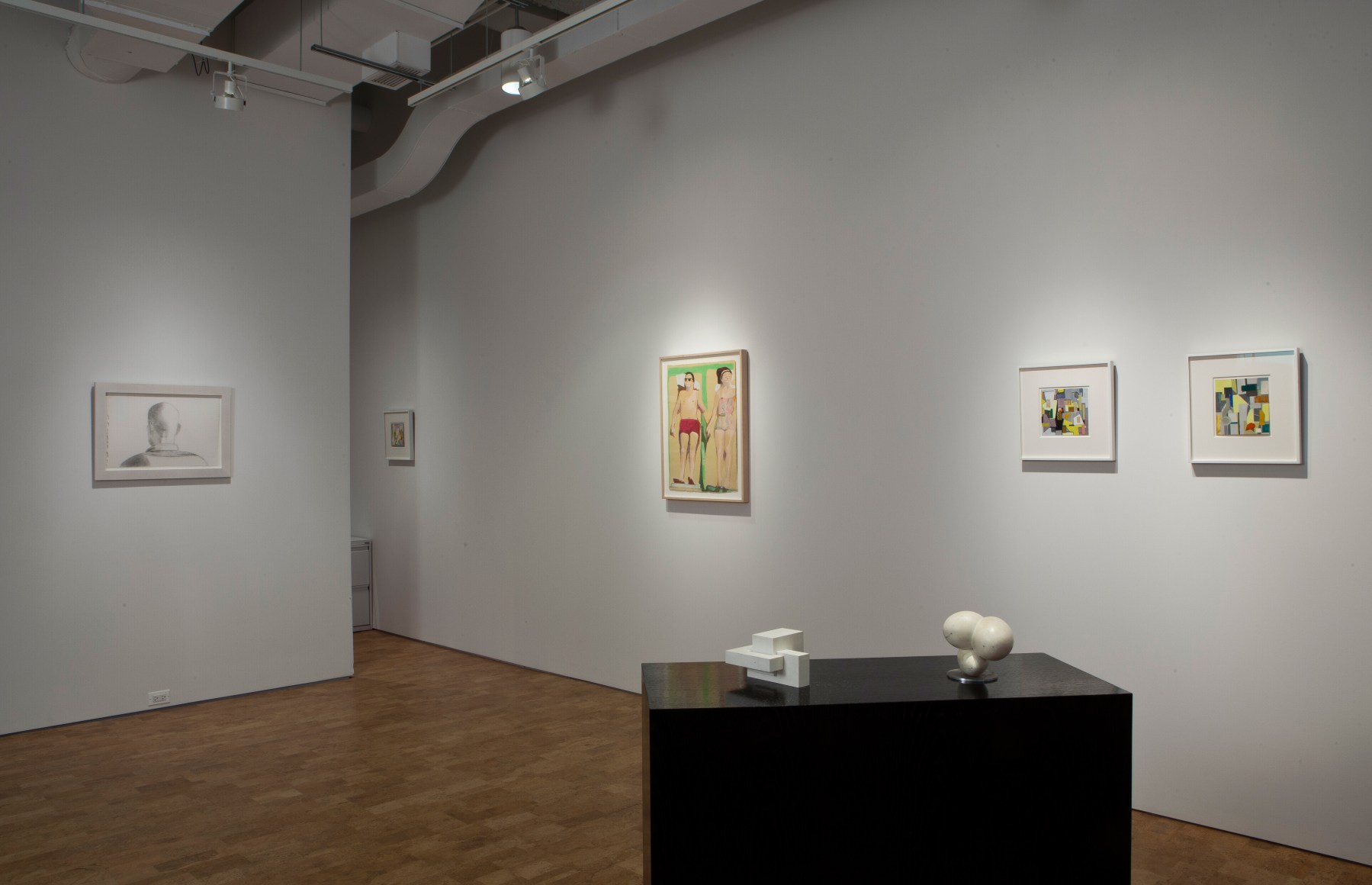 L to R: Alex Katz, "Peter," 2008; Judith Rothschild, Untitled, c. 1945; Ellen Lanyon, Untitled, 1964; Jose de Rivera, "Working Model No. 20," 1955; Jose de Rivera, "Working Model No. 33," 1955; Judith Rothschild, Untitled c. 1945; Judith Rothschild, Untitled c. 1944-45.