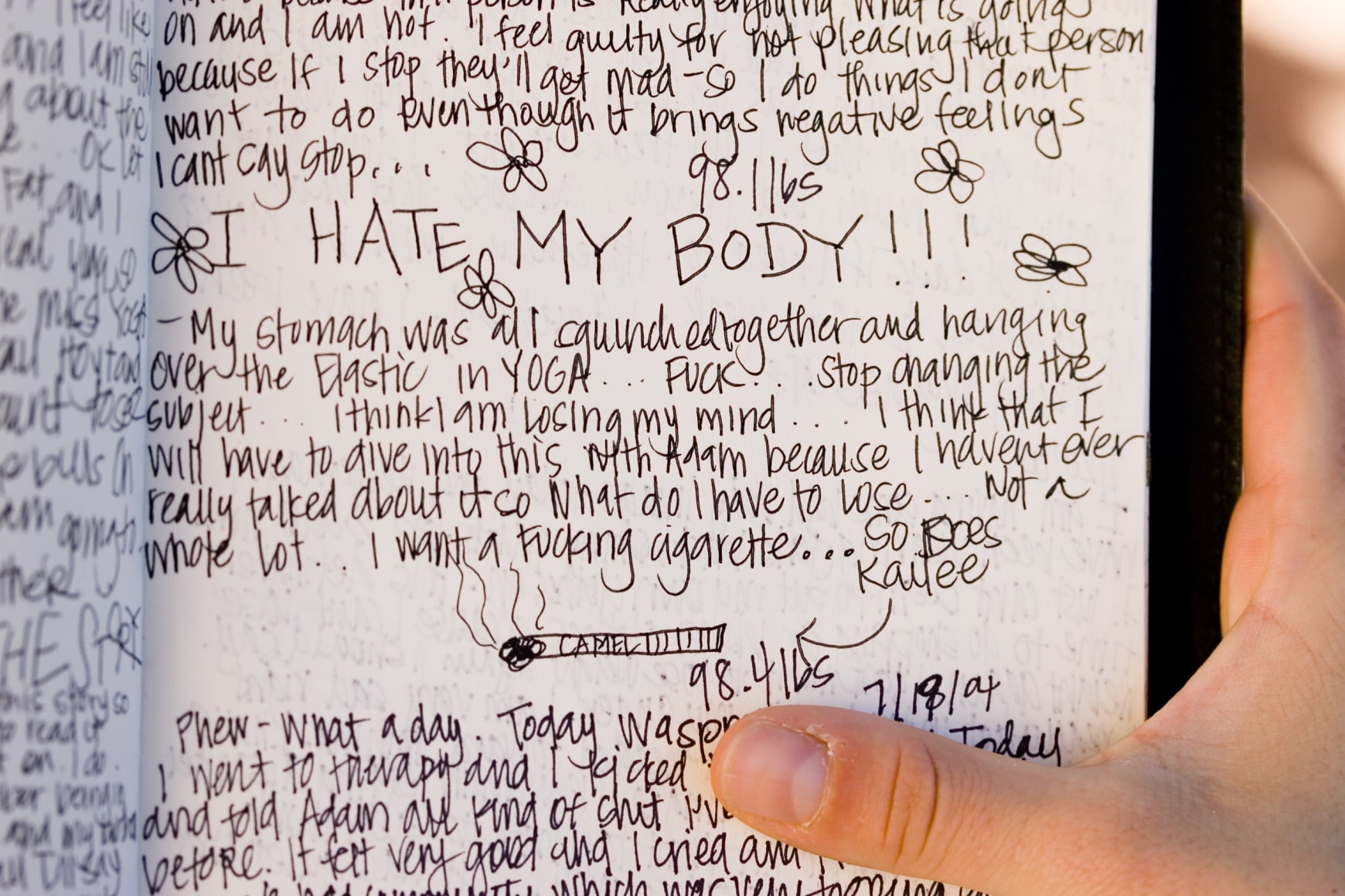 Shelly With Journal Written While in Treatment, Coconut Creek Florida, 2004, Archival Pigment Print
