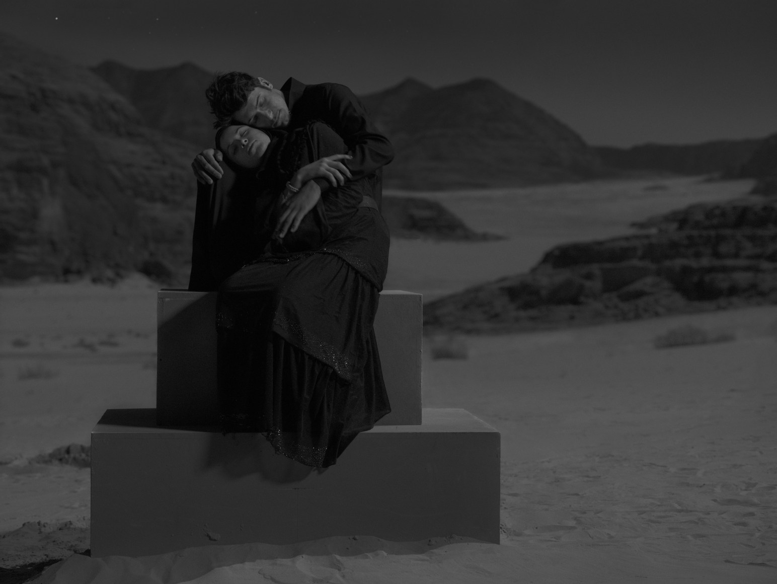 Majed and Mariam in Moonlight, Jordan, 2024, Archival Pigment Print