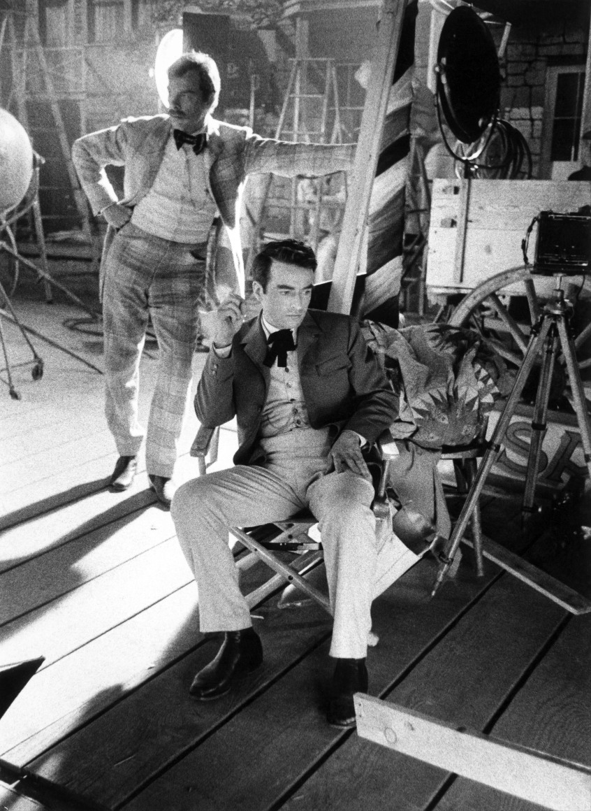Montgomery Clift and Lee Marvin wait to begin filming on the set of "Raintree County", 1956, Archival Pigment Print