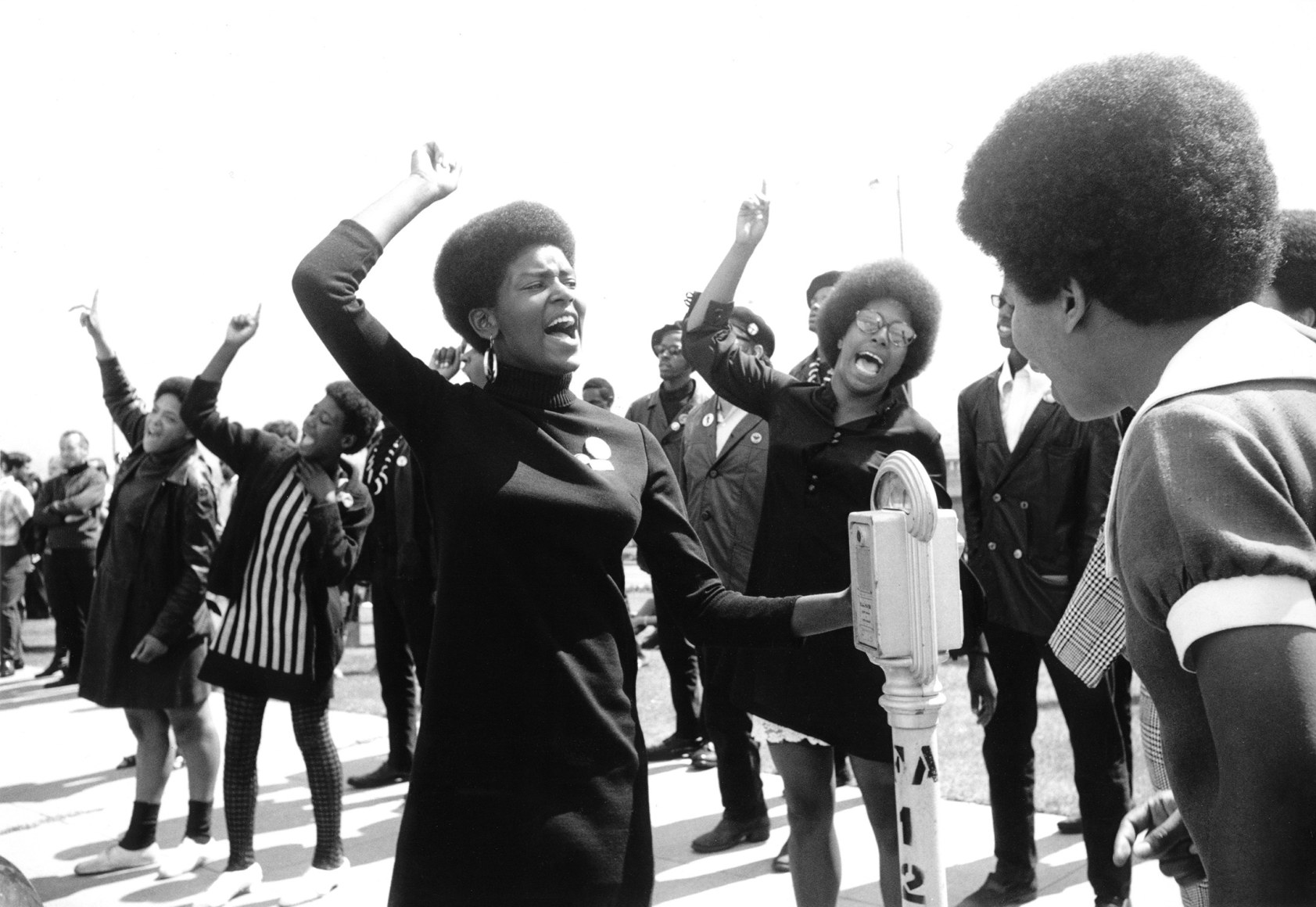 Black Panthers meeting for the liberation of Huey P. Newton, Oakland, California, 1968, Silver Gelatin Photograph