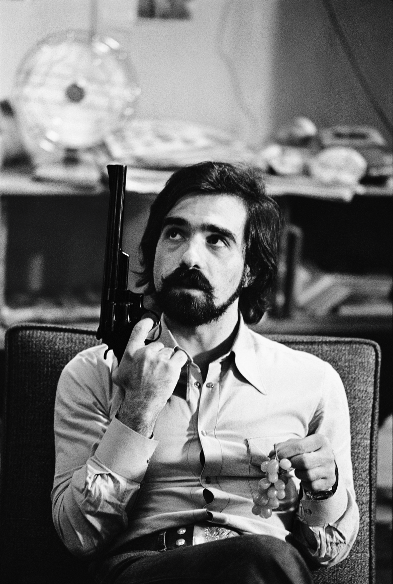 Martin Scorsese with Gun and Grapes, "Taxi Driver," New York, 1975