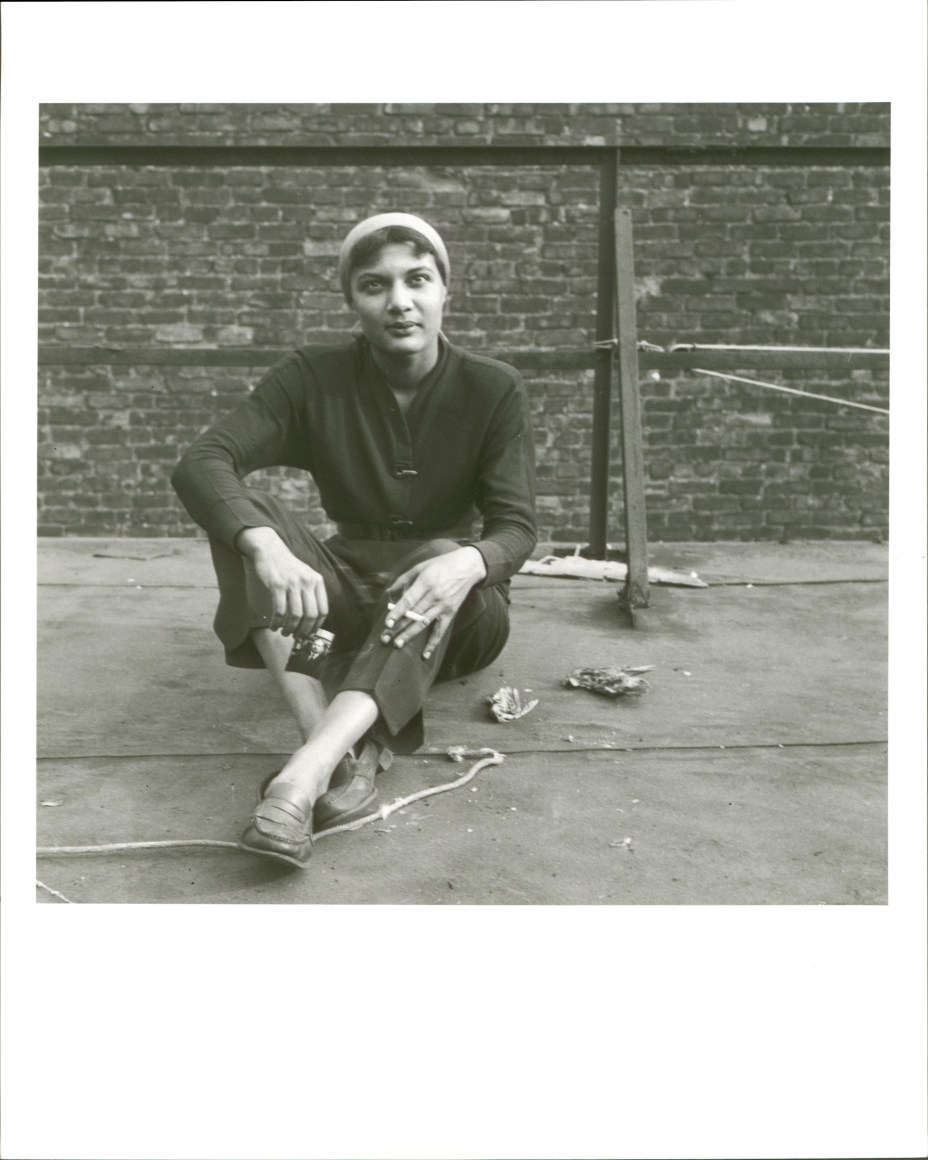 Allen Ginsberg Alene Lee, immortalized as Mardou Fox in Kerouac&#039;s &ldquo;The Subterraneans&rdquo;, rooftop near Tompkins Park &amp;amp; Paradise Alley, 1953