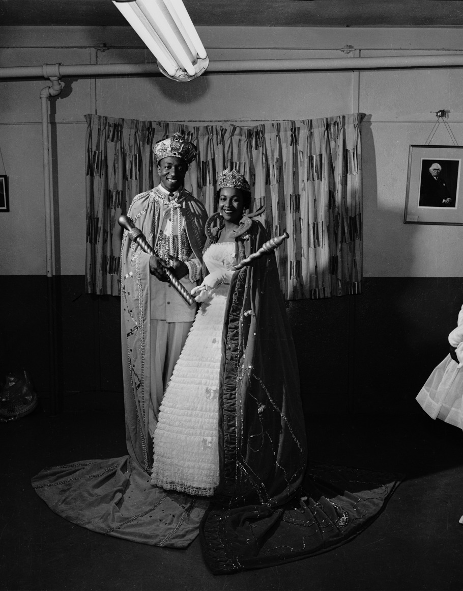 Robert D. Thomas, a WDIA disc jockey known as Honey Boy, and Thelma Exelle, who ran a barbershop, were crowned king and queen of the Cotton Makers Jubilee, 1959, Archival Pigment Print