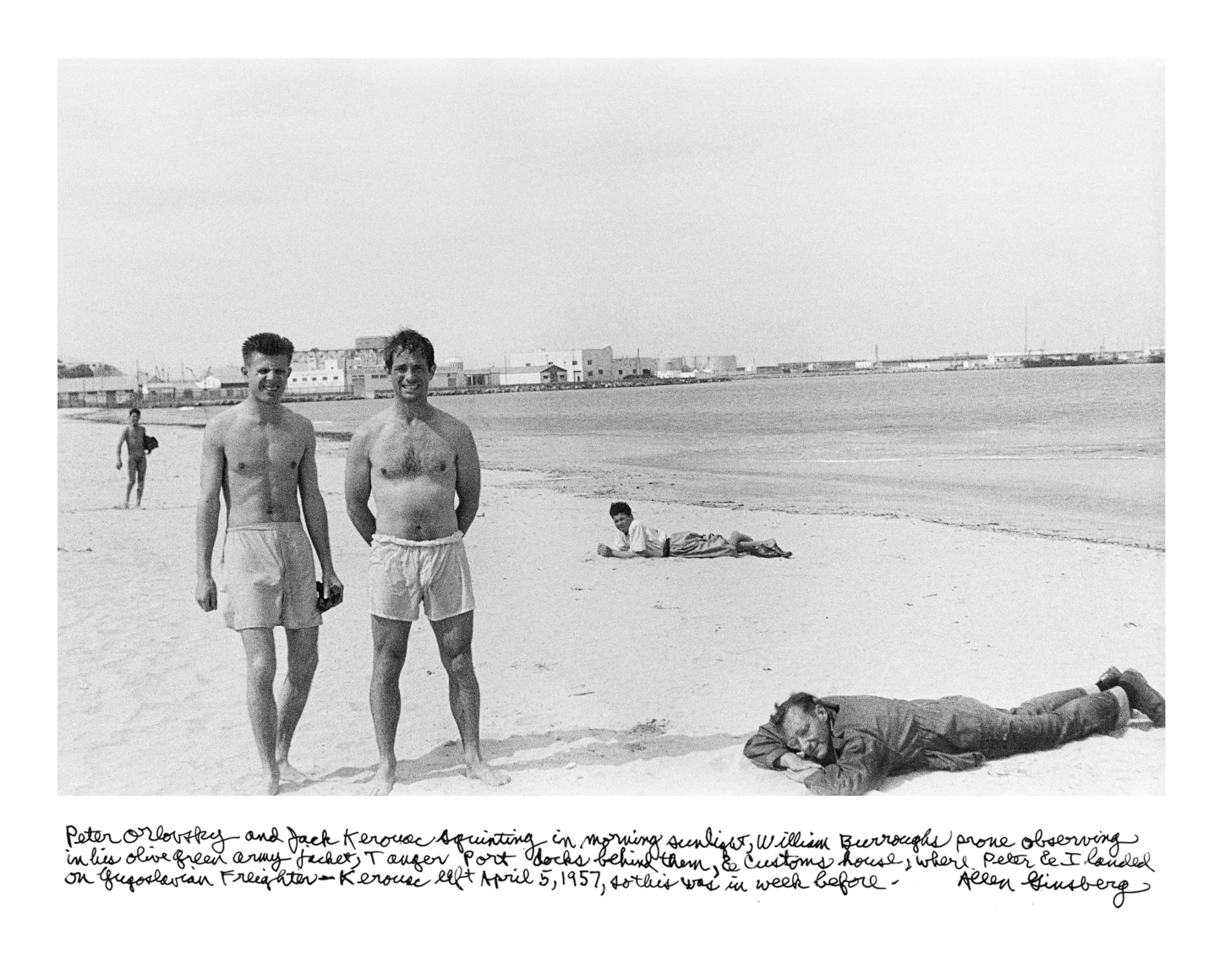 Orlovsky, Kerouac, & Burroughs, Tangier Beach, April, 1955, Archival Pigment Print, Ed. of 25