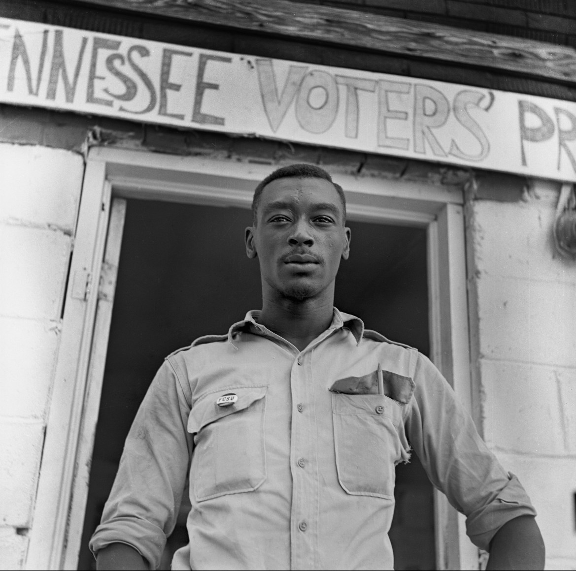 Student volunteer working to register voters, 1964-65, Archival Pigment Print