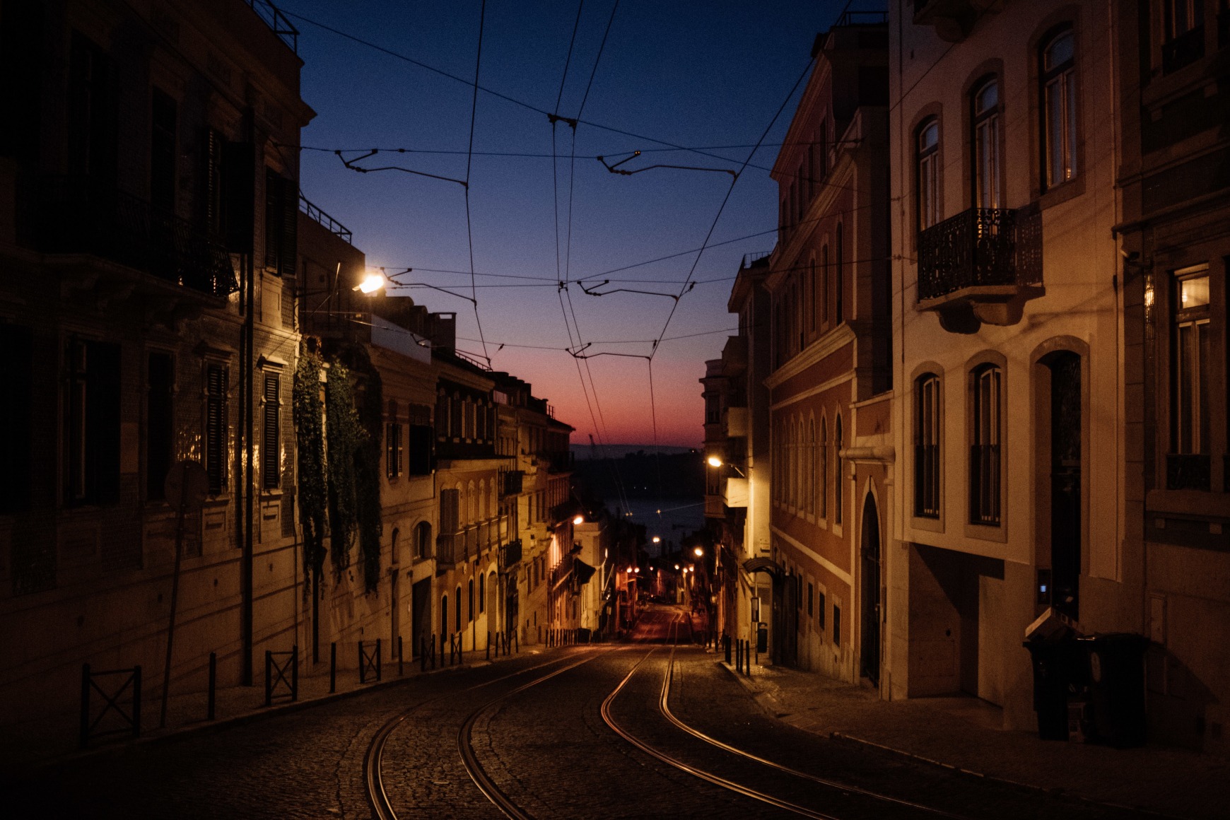 A view of the street in the Lapa neighborhood, the most expensive area of the city, at dawn. Lisbon, Portugal, 2024