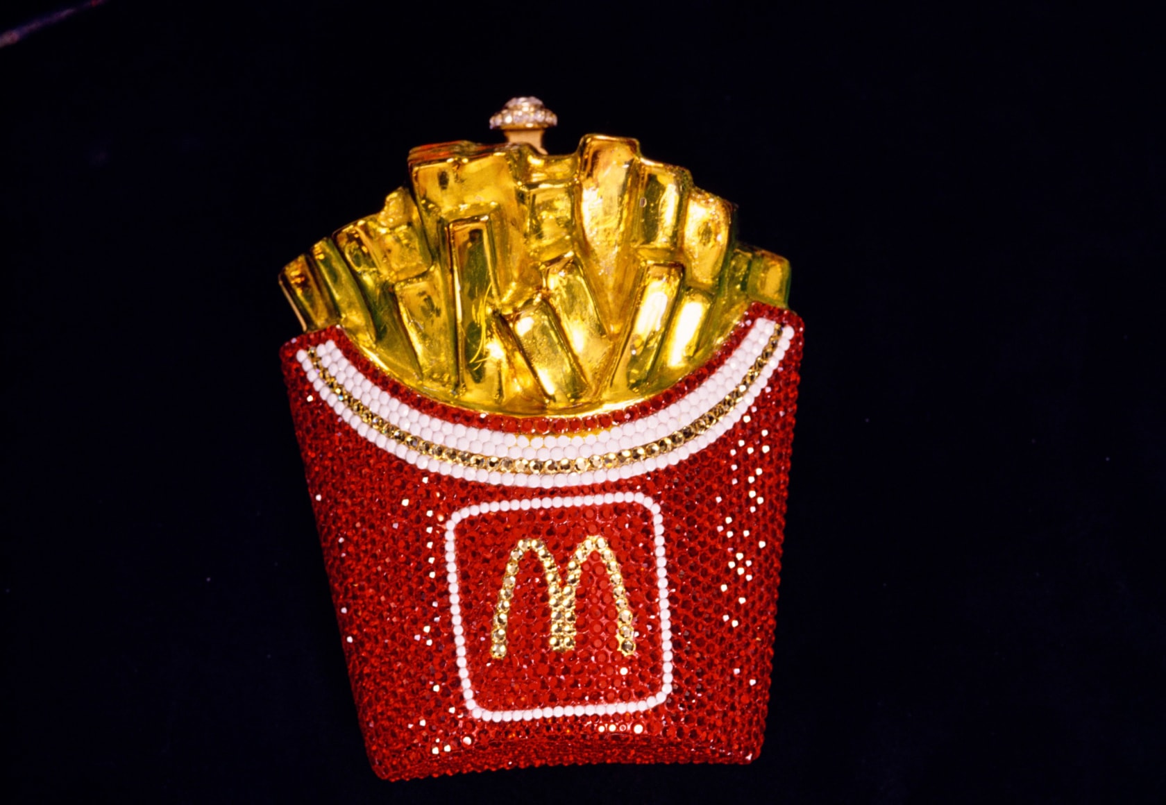 Swarovski crystal–encrusted McDonald’s fries purse by Kathrine Baumann, Beverly Hills, 1996, Archival Pigment Print