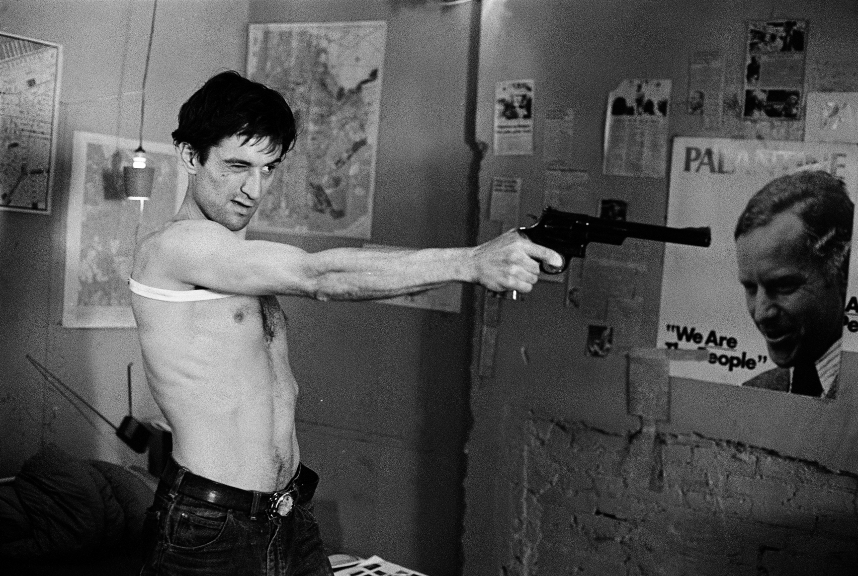Robert De Niro Pointing Gun, "Taxi Driver," New York, 1975