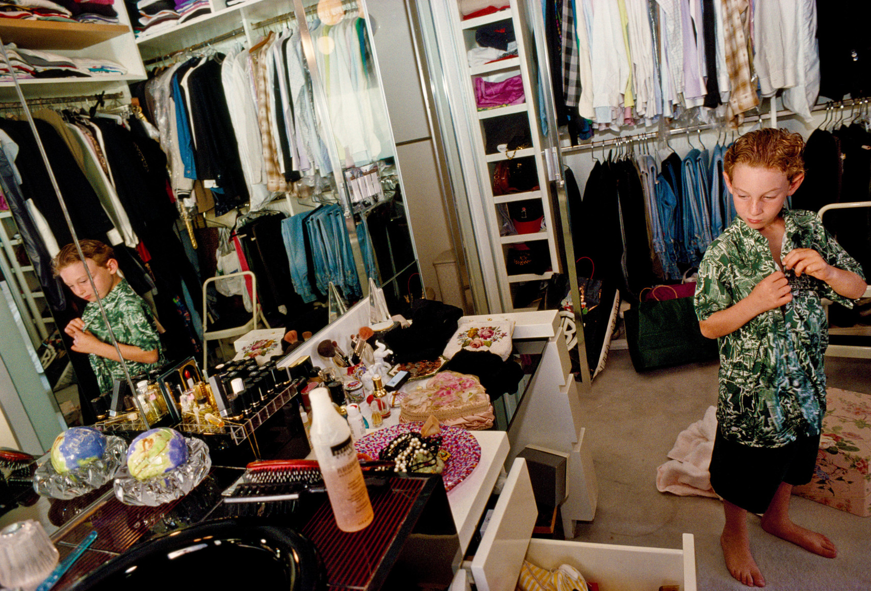 Skyler, 7, in His Parent's Dressing Room, Malibu, 1993, Archival Pigment Print