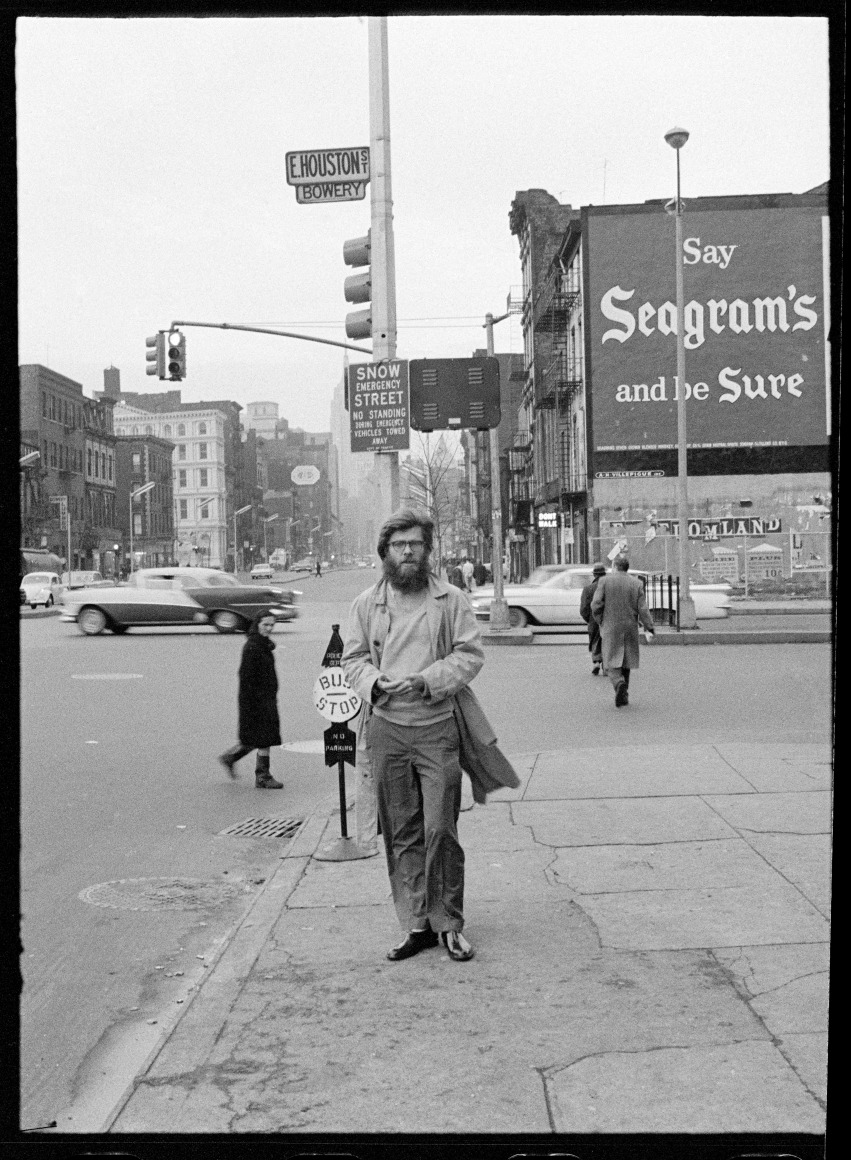 Orlovsky at Houston & Bowery, Fall, 1963, Archival Pigment Print, Ed. of 25