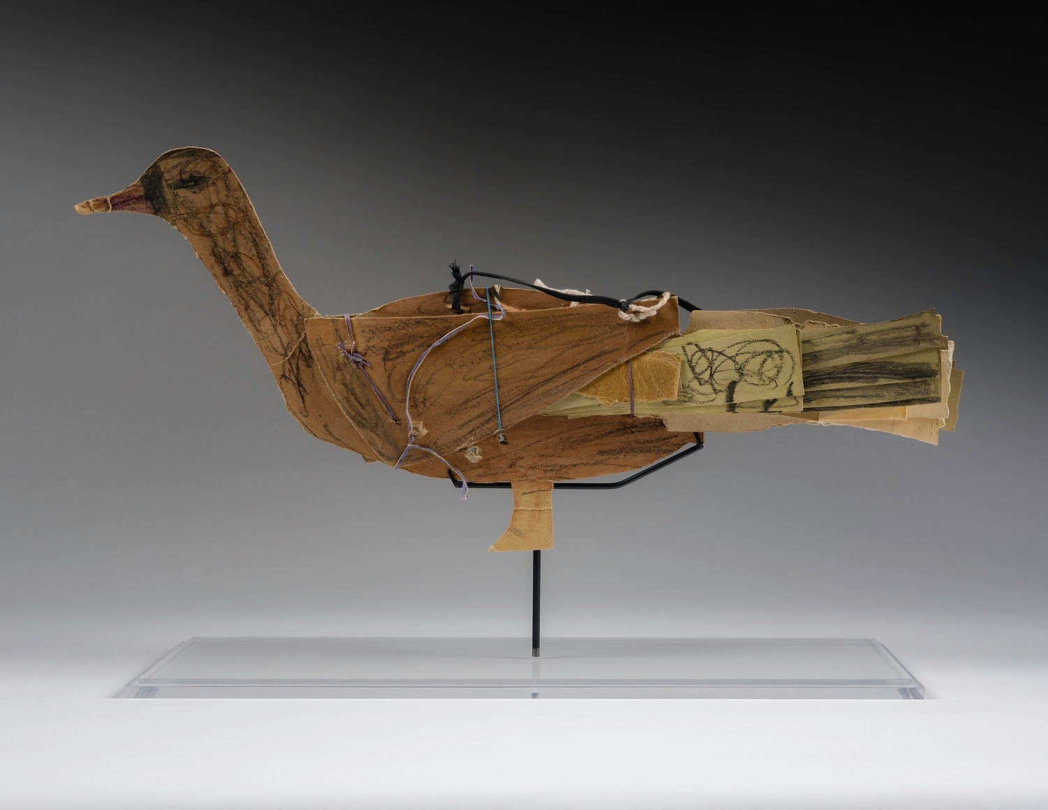 a paper construction/sculpture of a duck by self-taught artist James Castle