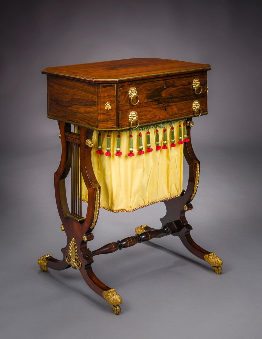 Neo-Classical Work Table with Lyre Ends, about 1815