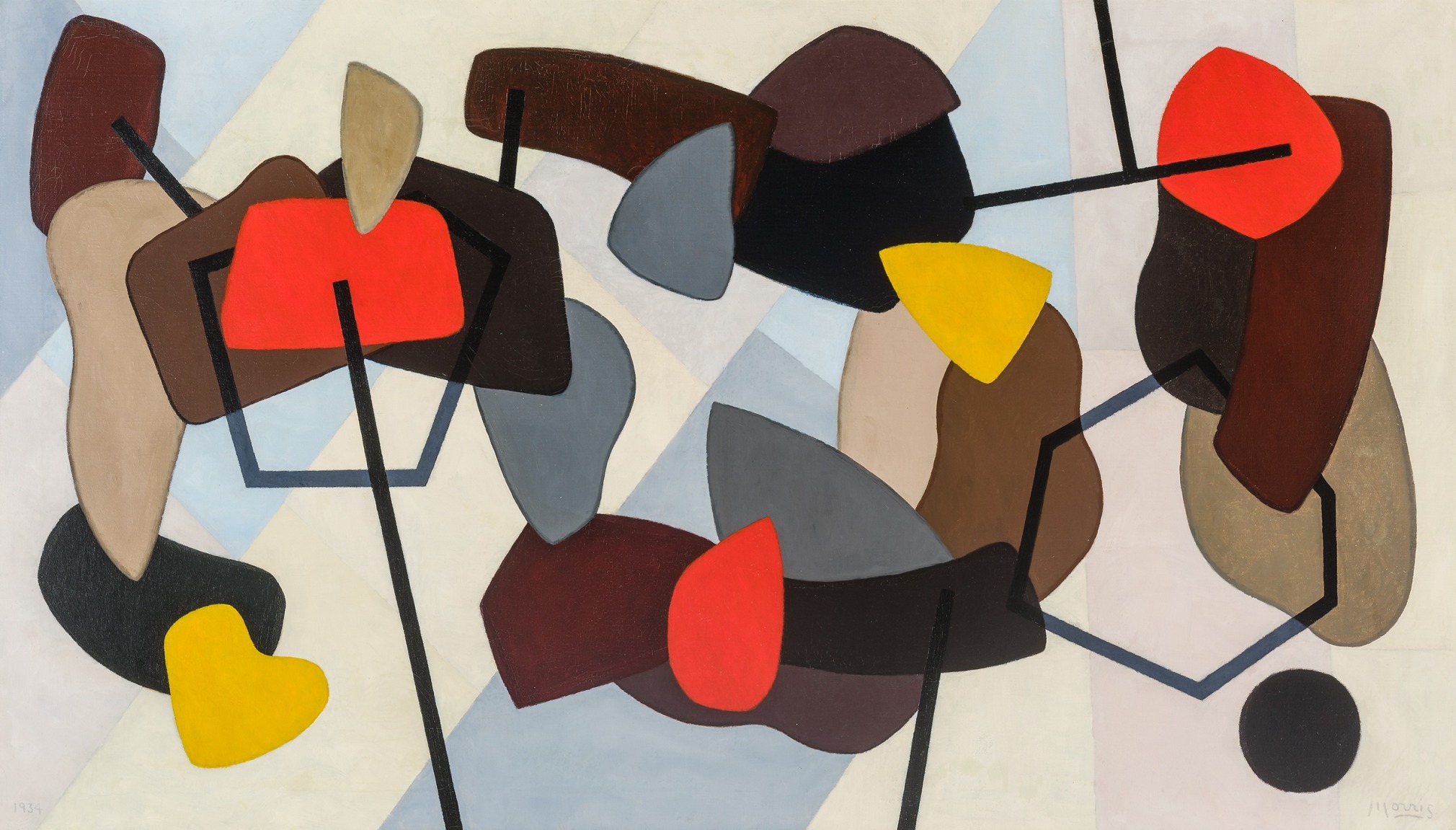 GEORGE LOVETT KINGSLAND MORRIS&nbsp;(1905&ndash;1975), &quot;Roulade,&quot; 1934. Oil on canvas, 25 7/8 x 44 3/4 in.