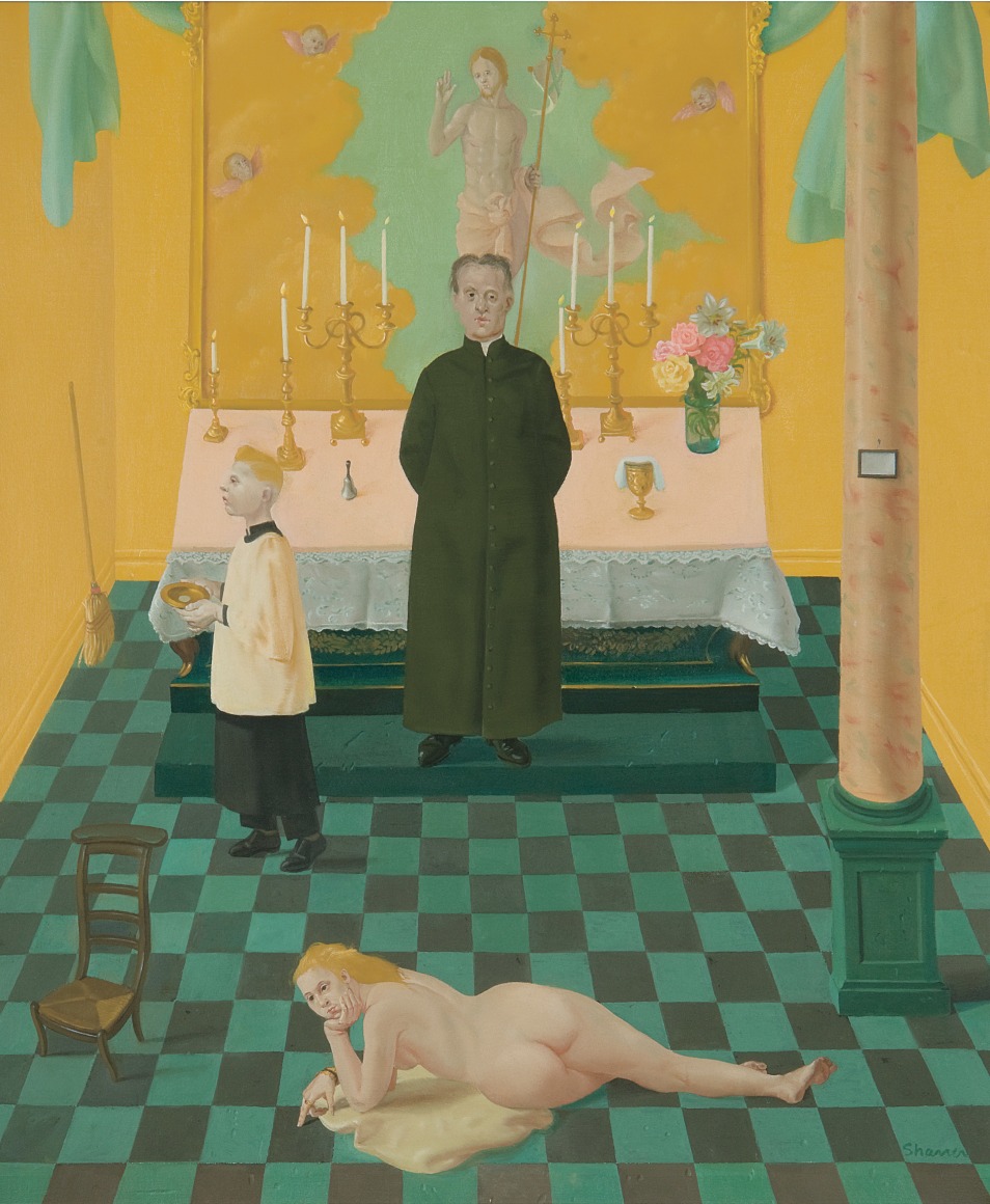 Amazing Grace, 1989.  Oil on canvas, 20 x 17 in.   Signed (at lower right): Sharrer.