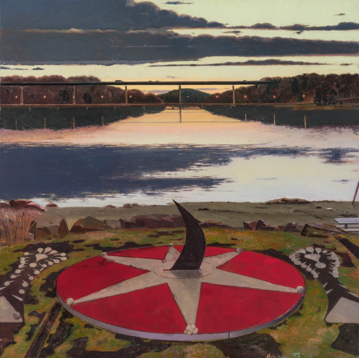 JOHN MOORE (b. 1946), "Sundial," 2021. Oil on canvas, 46 x 46 in.