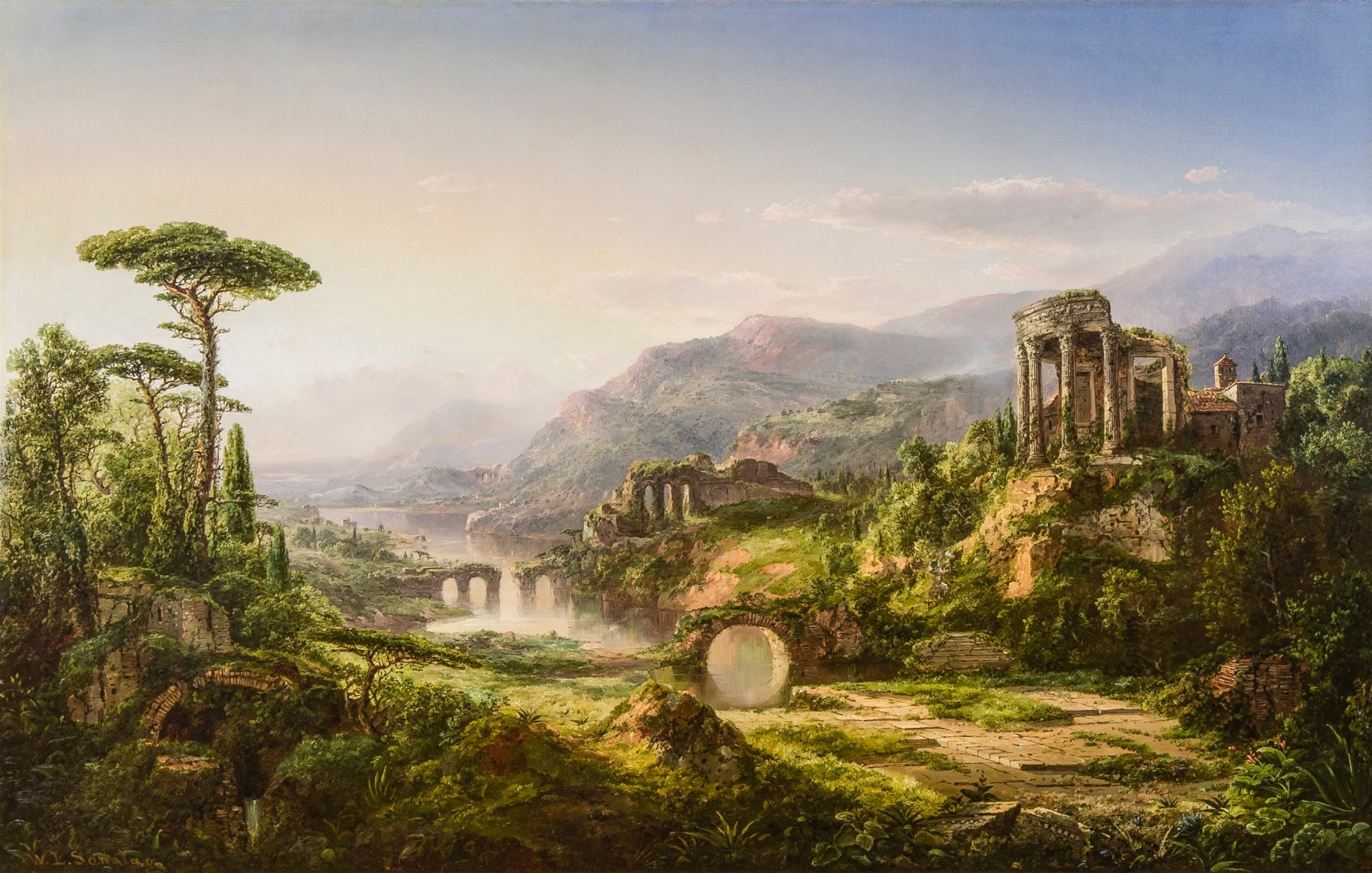 WILLIAM LOUIS SONNTAG (1822&ndash;1900, &quot;Dream of Italy,&quot; c. 1858&ndash;60. Oil on canvas, 35 1/4 x 55 in.