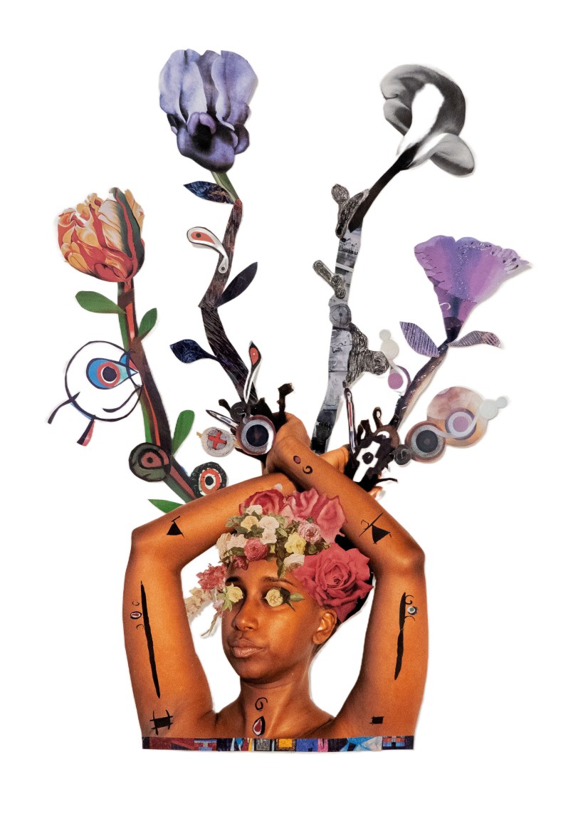 HELINA METAFERIA&nbsp;  Flower Pot 5, 2023  Collaged paper, 30 x 40 in.