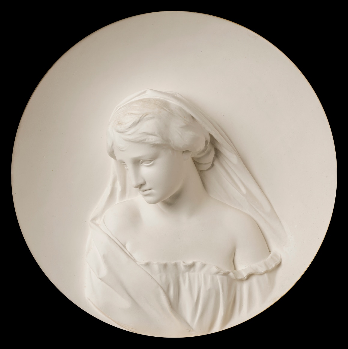 ERASTUS DOW PALMER (1817–1904), "Sappho," after 1858. Plaster, 15 in. diameter
