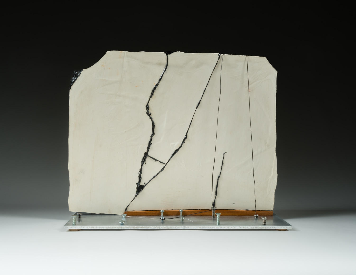María Elena González (b. 1957) Braced/Calder, 2022 Ceramic with glaze, epoxy, wood, latex paint, aluminum, wire 15 1/4 in. high x 18 1/4 in. wide x 8 in. deep