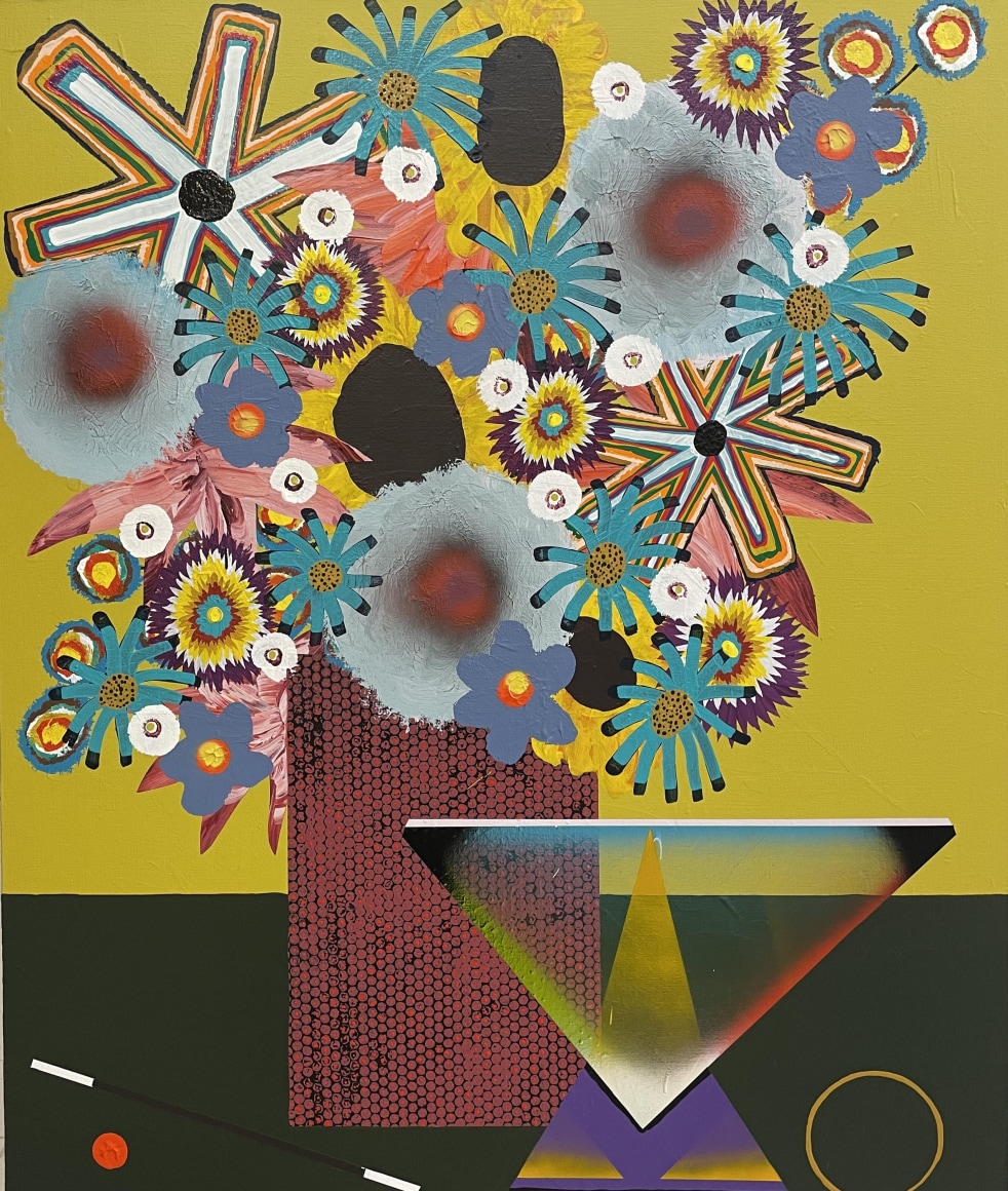 PAUL WACKERS cover me slowly with the bright, the loud and the beautiful, 2023 Acrylic, spray paint on canvas, 48 x 40 in.