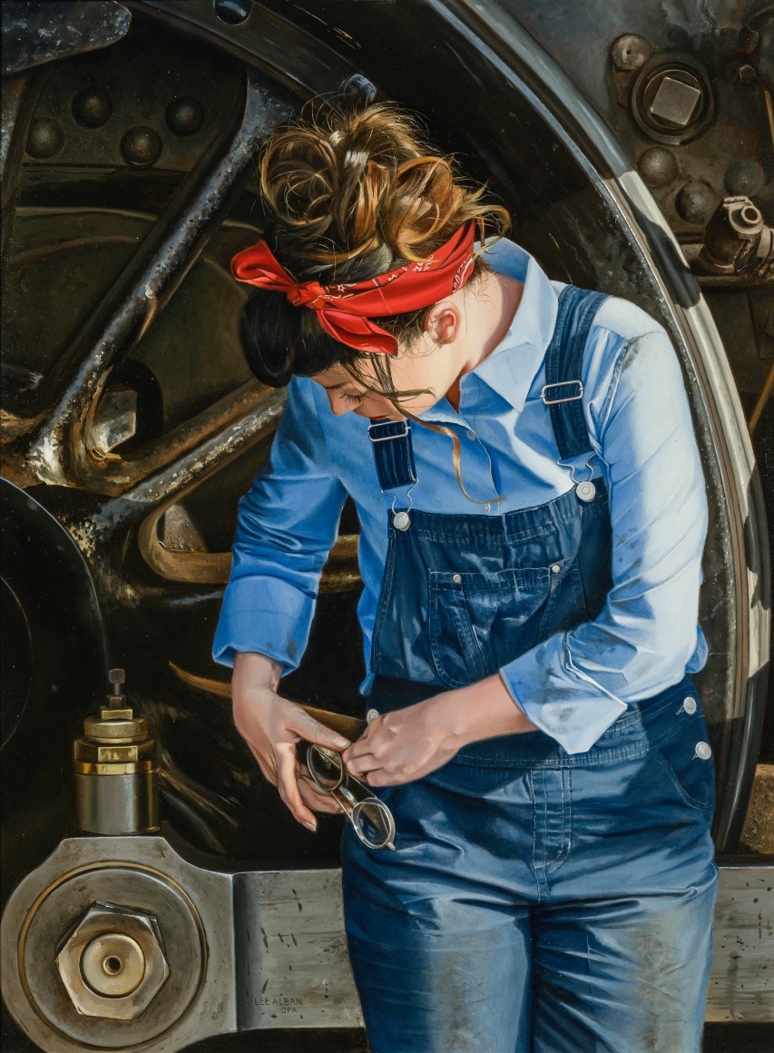 Lee Alban (American, b. 1948), "Goggles," 2015. Oil on panel, 24 x 18 in.