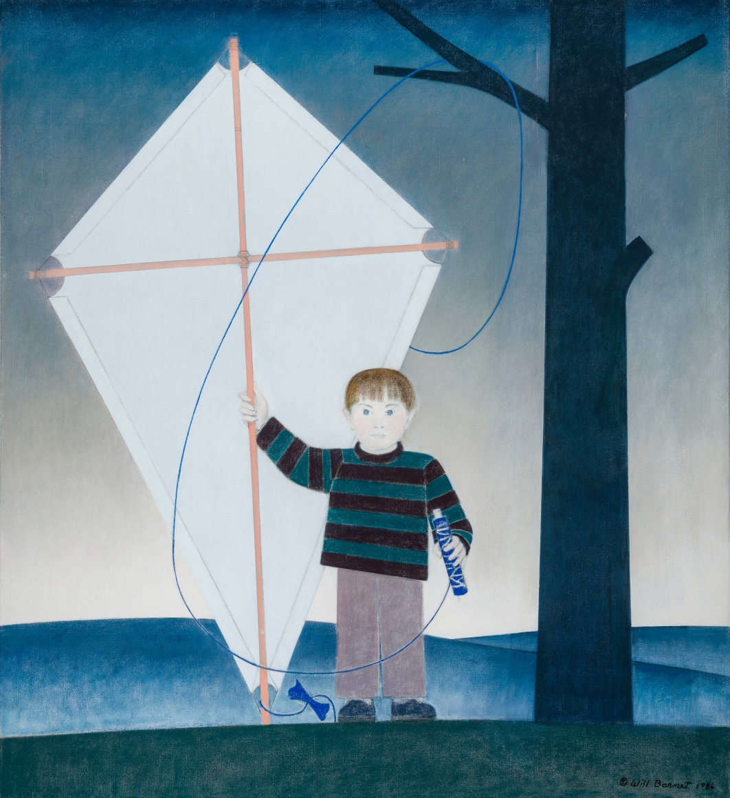 WILL BARNET (1911–2012), "Kite Boy," 1986. Oil on canvas, 65 1/2 x 60 in.