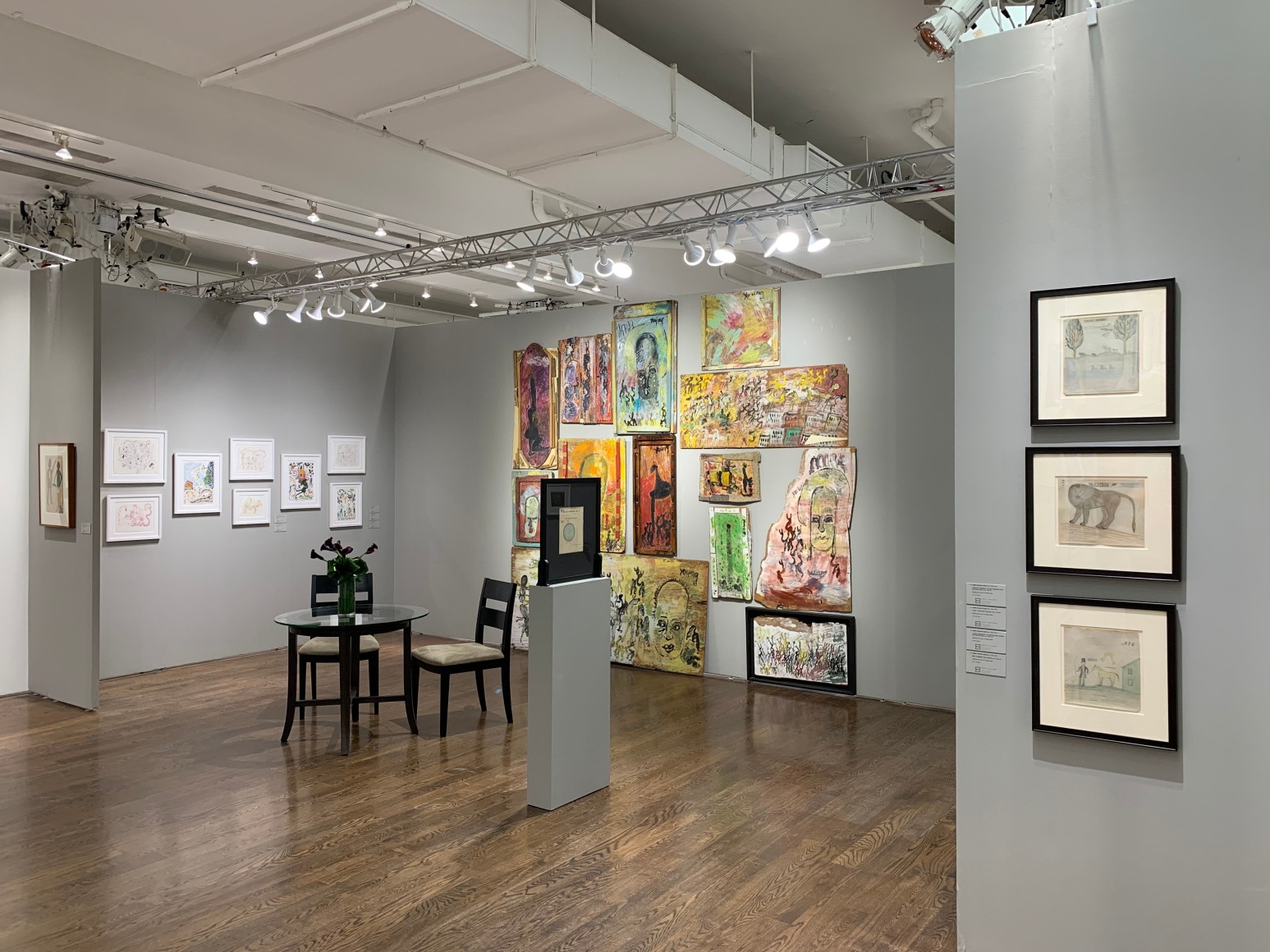 installation view of the gallery's presentation at the Outsider Art Fair, January 16-19, 2020