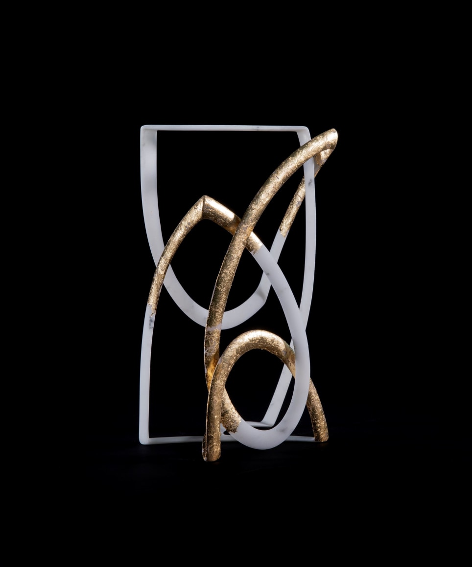 Elizabeth Turk (b. 1961), Passage 11, 2021-23, Marble and gold leaf, 8 3/4 x 4 3/8 x 3 1/4 in.