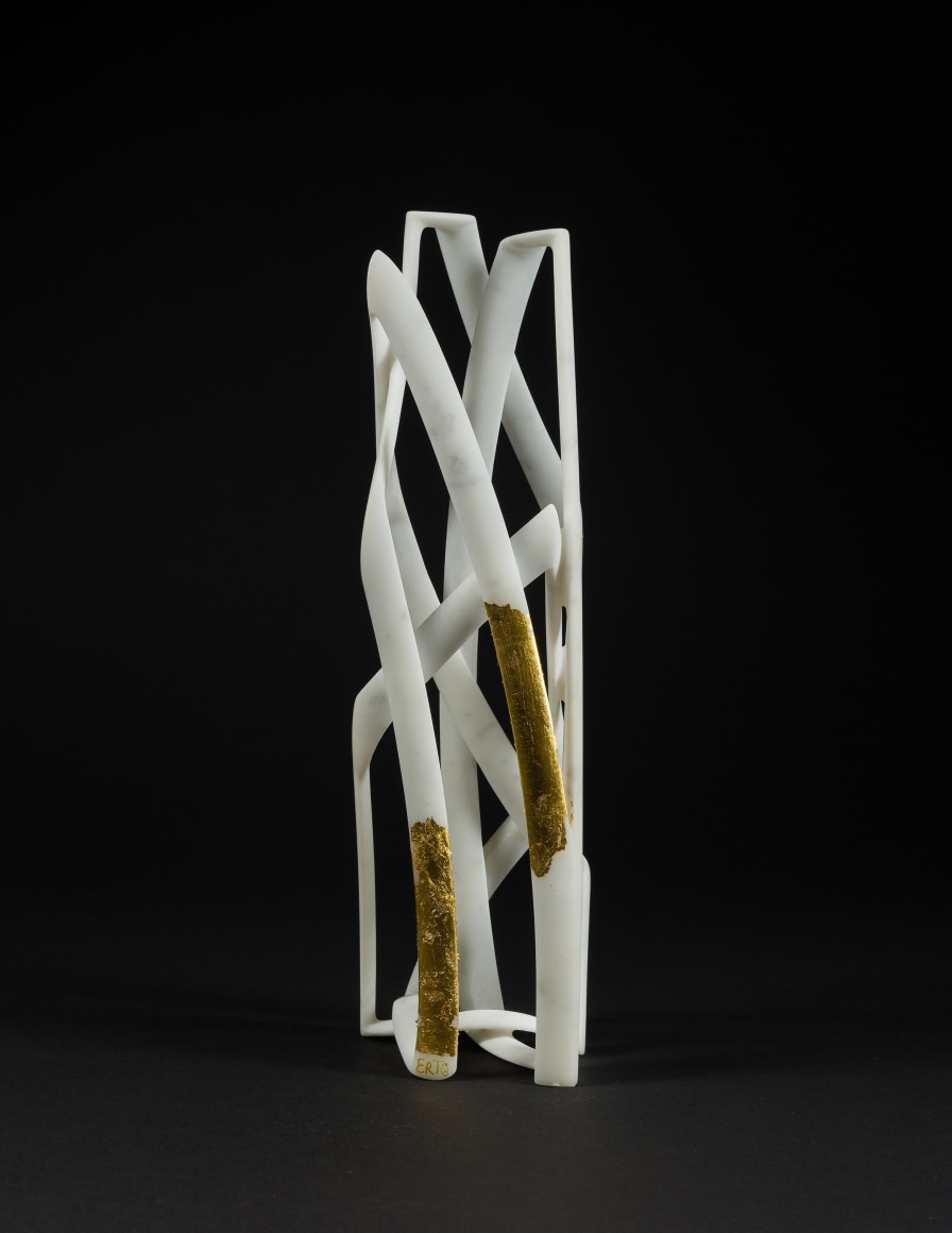 Elizabeth Turk (b. 1961), Passage 7, 2023, Marble and gold leaf, 11 x 2 1/2 x 3 in.