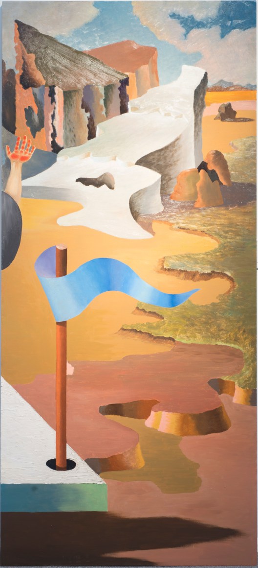 JAMES GUY (1909–1983), The Camouflage Man in a Landscape (A 6-panel Mural), 1939. Oil on Masonite, 83 x 216 in. Each panel, 83 x 36 in. Panel 6.