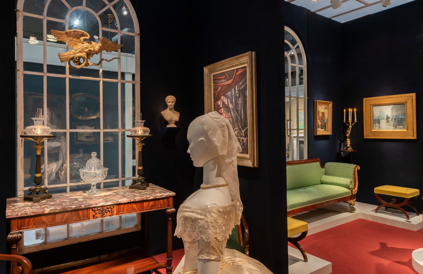 Hirschl &amp; Adler Galleries booth at The Winter Show, 2020. Inside view looking to the northwest.