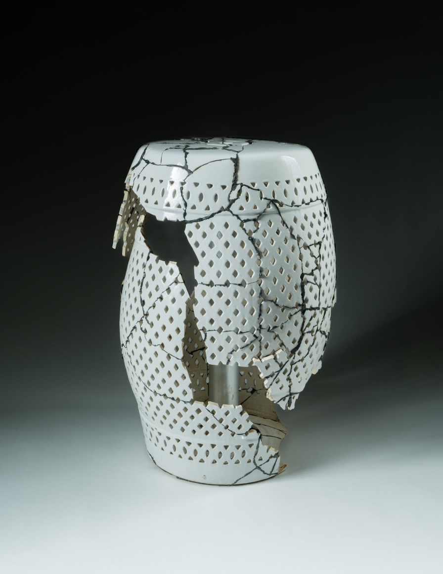María Elena González (b. 1957)  Broken, 2021  Ceramic, epoxy, and aluminum  20 1/2 x 14 in.