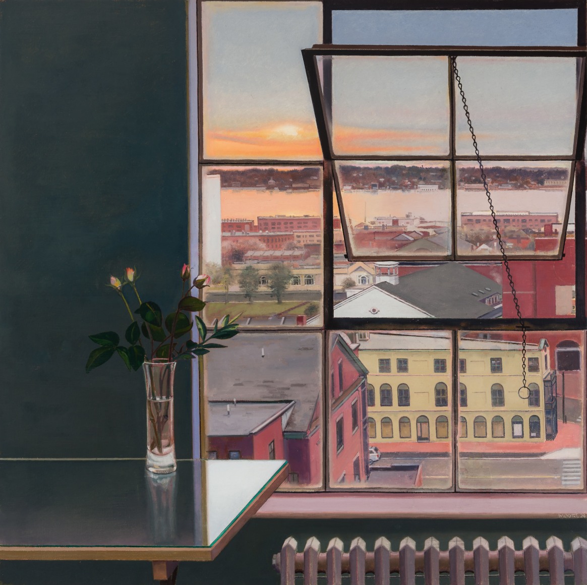 JOHN MOORE (b. 1946), "Dawning," 2024. Oil on canvas 46 x 46 in.