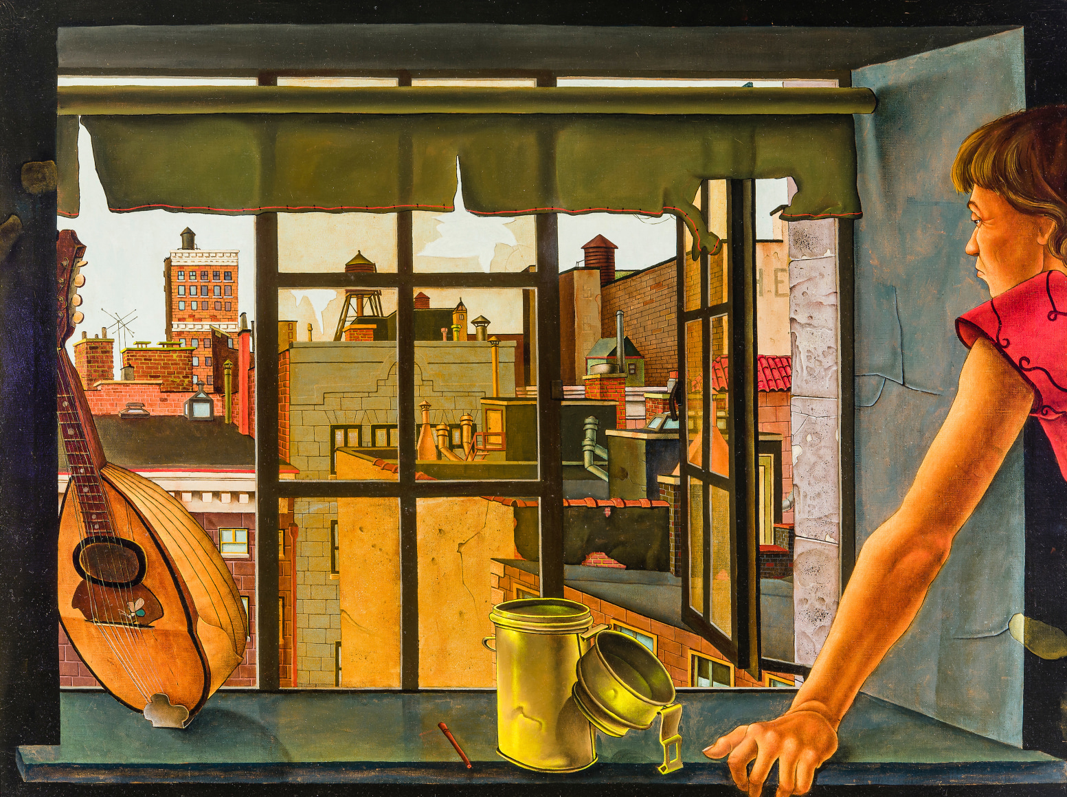 JULES KIRSCHENBAUM (1930–2000), "Young Woman at a Window," about 1953. Oil on canvas, 30 1/8 x 40 1/4 in.