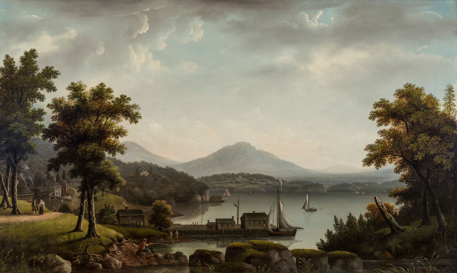 Francis Guy (1760–1820), "Rhinebeck Landing, Hudson River," about 1817–20. Oil on canvas, 39 1/2 x 66 in.