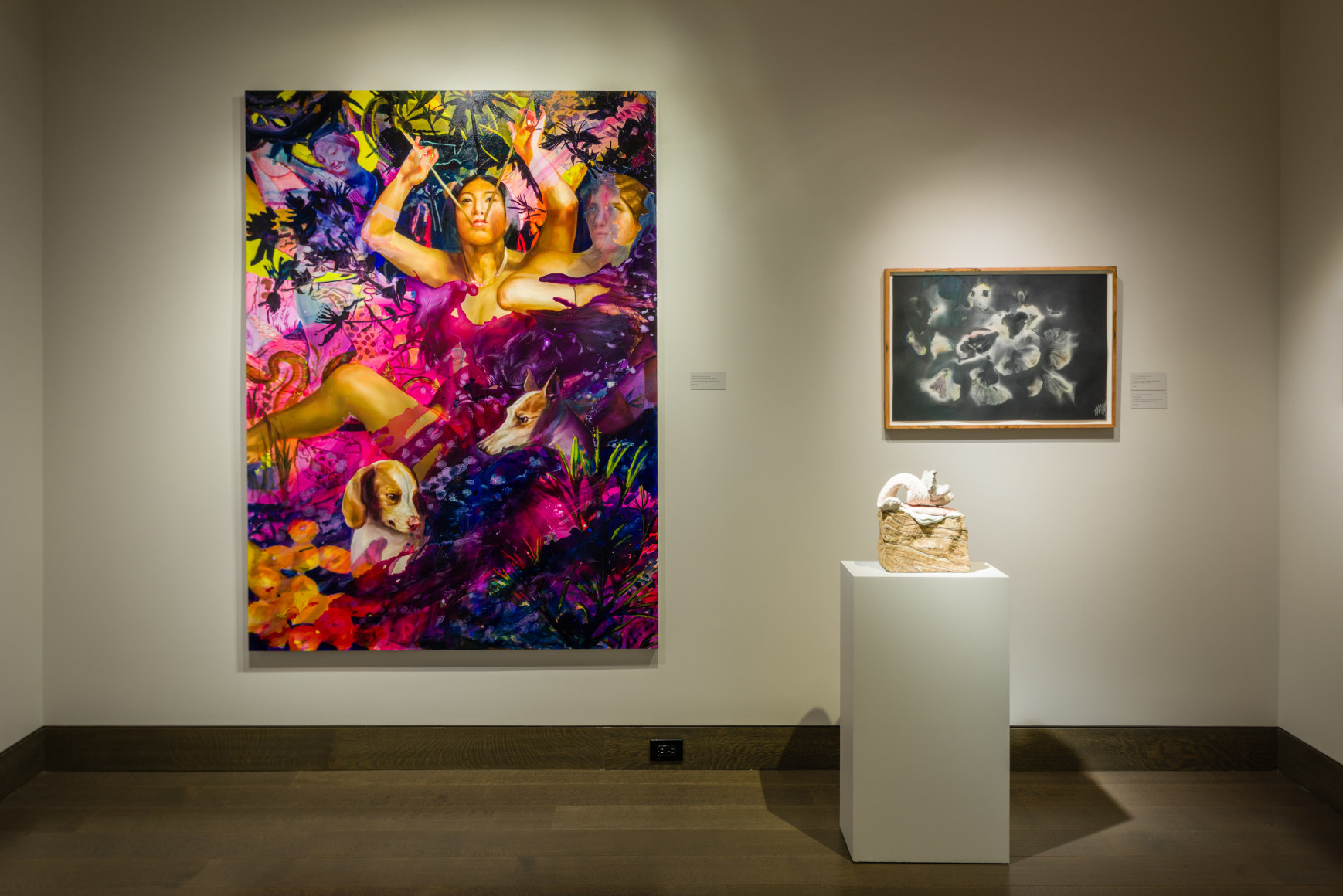 &quot;Summer Selections 2023.&quot; Gallery 3 view with works by Angela Fraleigh and Lily Cox-Richard.