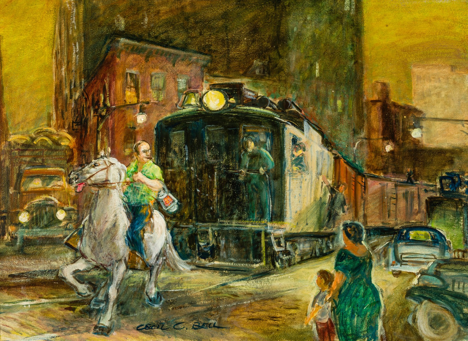 Cecil Crosley Bell (American, 1906–1970), "West Side Cowboy," before 1941. Oil on Masonite, 22 x 30 in.