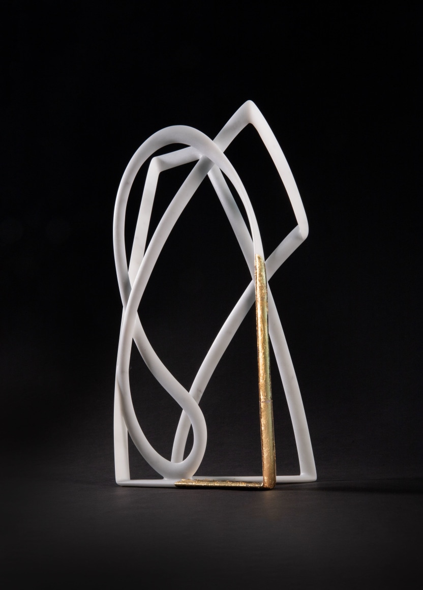 Elizabeth Turk (b. 1961), Passage 16, 2021-22, Marble and gold leaf, 11 1/4 x 6 1/2 x 2 3/4 in.