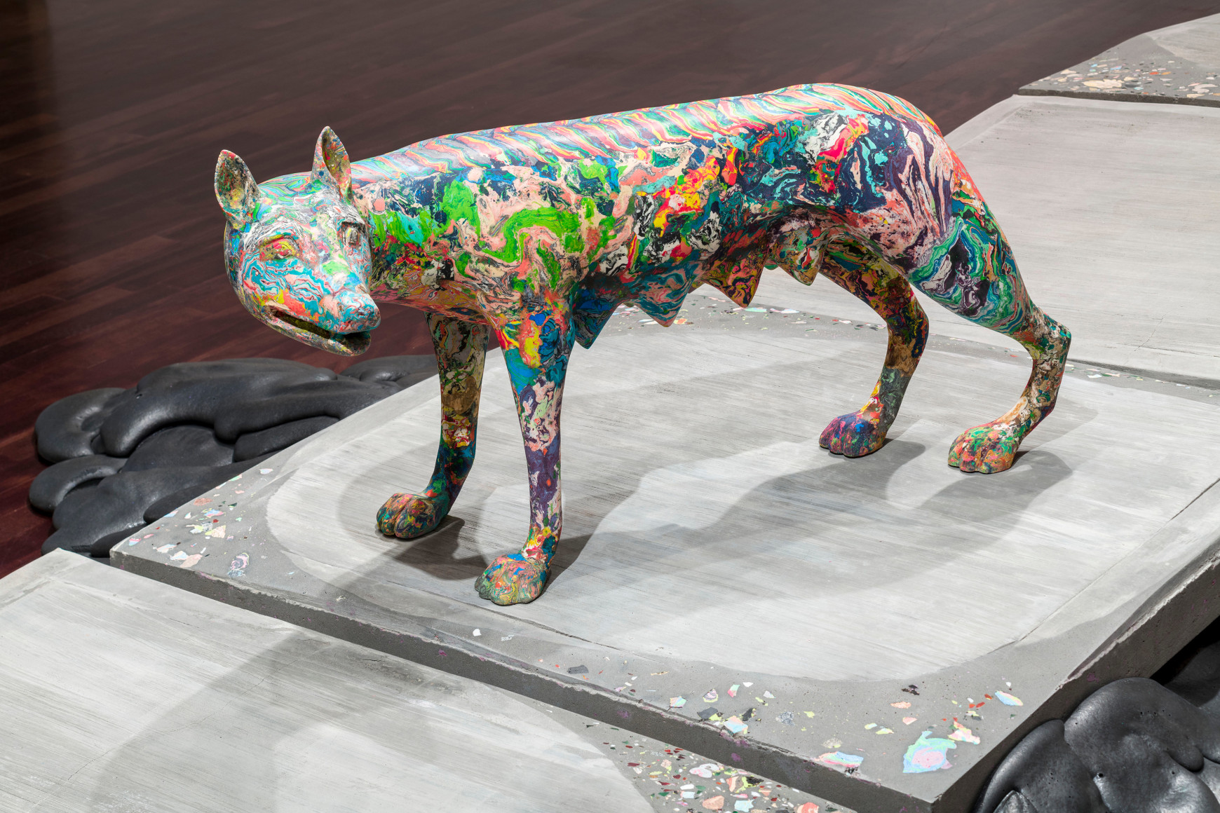 Lily Cox-Richard (b. 1979), She-Wolf, 2019-22, Scagliola, 30 x 50 x 25 in.