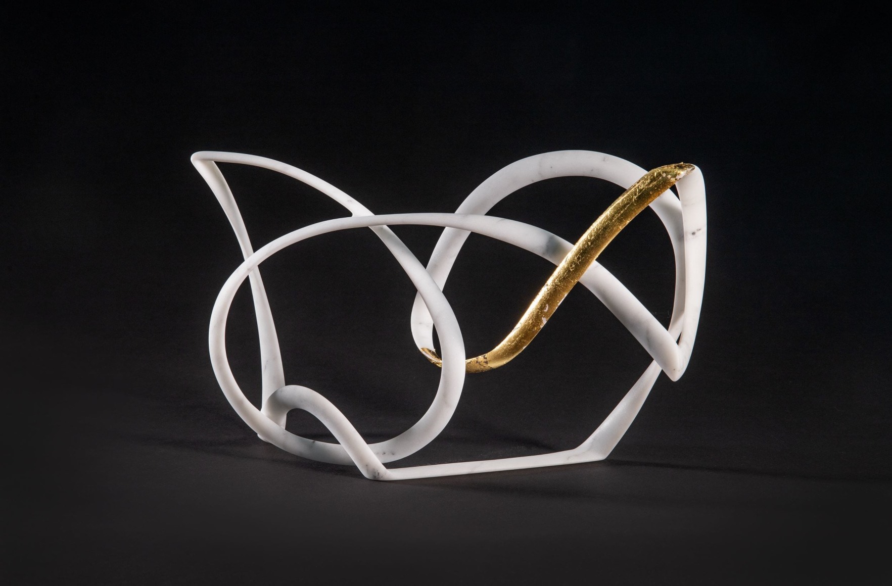 Elizabeth Turk (b. 1961), Passage 18, 2021-22, Marble and gold leaf, 7 x 10 3/4 x 3 1/4 in.