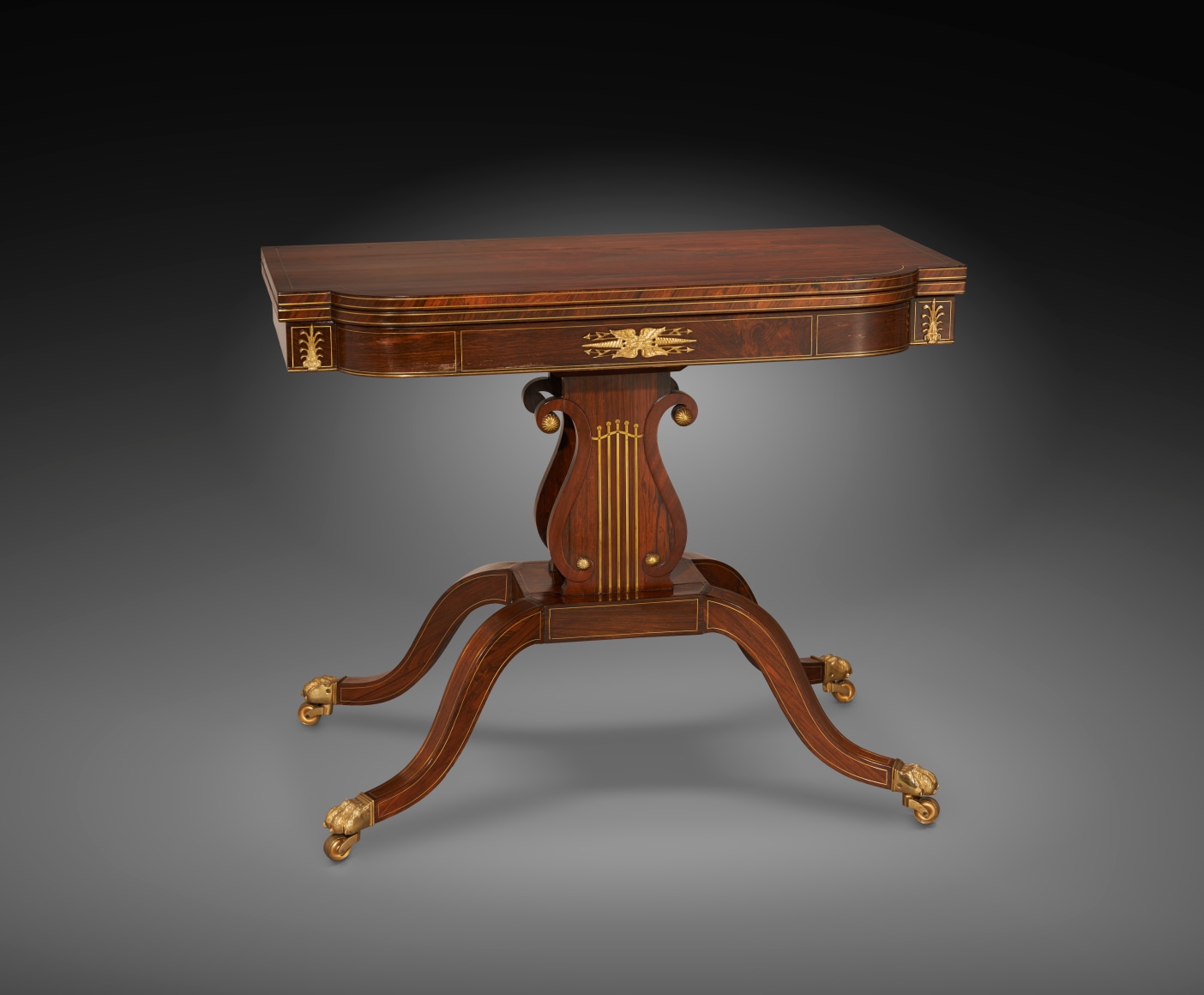 Neo-Classical Card Table with Lyre Base, about 1815