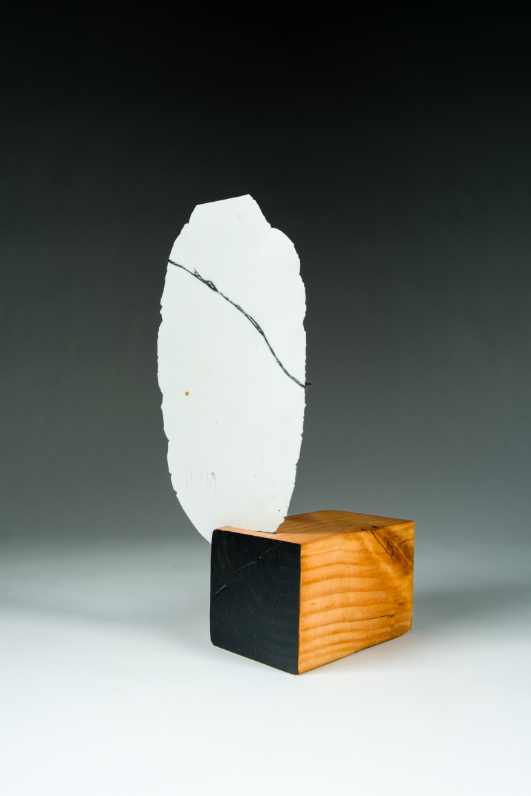 María Elena González (b. 1957)  Fragment, 2021  Porcelain, epoxy, wood, latex paint  12 3/4 x 6 1/2 x 5 1/2 in.