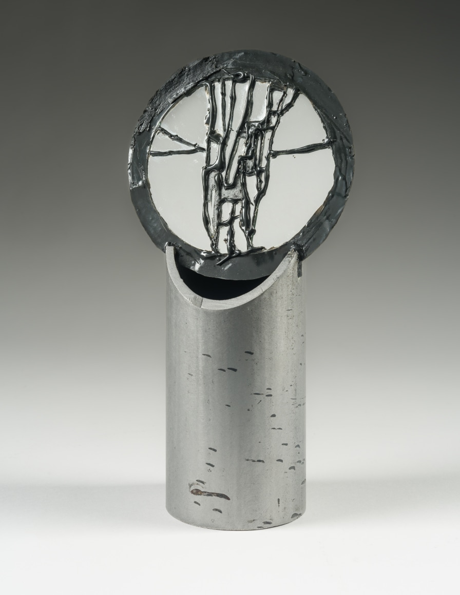 Mar&iacute;a Elena Gonz&aacute;lez (b. 1956)  Tube-Reflective, 2021  Mirror, epoxy, steel  8 x 4 x 2 1/2 in.